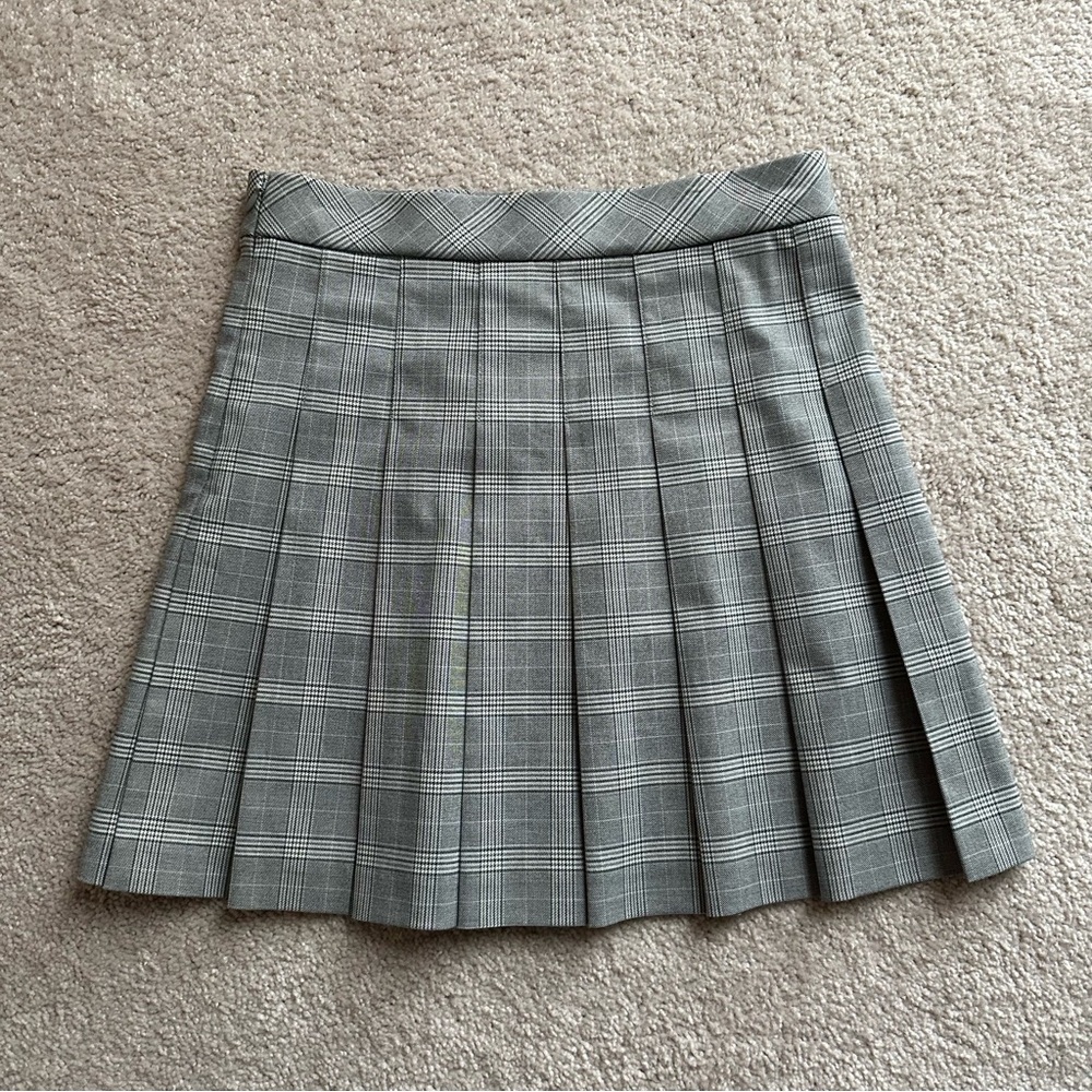 Uniqlo xs gray pleated sailor academia a-line plaid school mini skirt